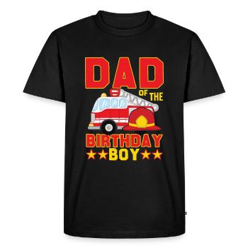 Père du garçon d’anniversaire - pompier - T-shirt Premium bio Homme - noir - Devant - Nico (187cm)