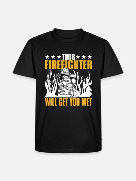 This firefighter will wet you - Men's Premium Organic T-Shirt - black