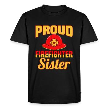 Proud Firefighter Sister - Firefighter - Men's Premium Organic T-Shirt - black - Front - Nico (187cm)
