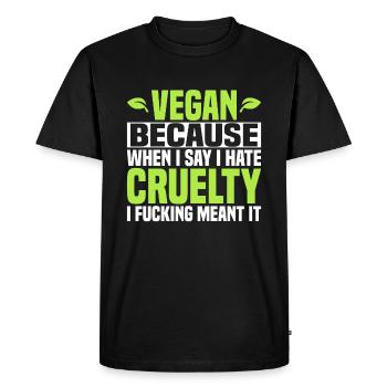 Vegan Parce que je déteste la cruauté - Vegan - T-shirt Premium bio Homme - noir - Devant - Nico (187cm)