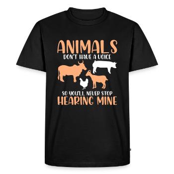 Les animaux n’ont pas de voix, donc vous ne le ferez jamais - T-shirt Premium bio Homme - noir - Devant - Nico (187cm)