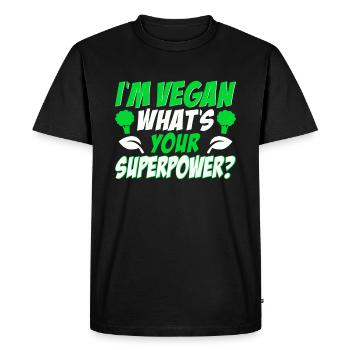 Je suis végétalien, quel est votre superpouvoir? Végétalien - T-shirt Premium bio Homme - noir - Devant - Nico (187cm)