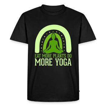 Mangez plus de plantes Faites plus de yoga - T-shirt Premium bio Homme - noir - Devant - Nico (187cm)