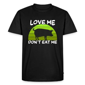 Aimez-moi ne me mangez pas - dicton végétalien - T-shirt Premium bio Homme - noir - Devant - Nico (187cm)