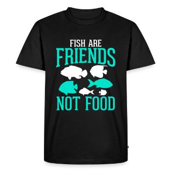 Les Poissons sont amis Pas de nourriture - végétalien - T-shirt Premium bio Homme - noir - Devant - Nico (187cm)