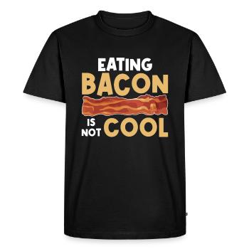 Manger du bacon n’est pas cool – végétalien - T-shirt Premium bio Homme - noir - Devant - Nico (187cm)