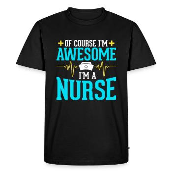 Je suis géniale je suis infirmière - T-shirt Premium bio Homme - noir - Devant - Nico (187cm)