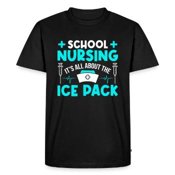 Infirmière scolaire Tout tourne autour d’un sac de glace - T-shirt Premium bio Homme - noir - Devant - Nico (187cm)