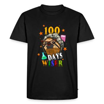 Student 100th Day Wiser Sloth 100 Days Of School - Men's Premium Organic T-Shirt - black - Front - Nico (187cm)