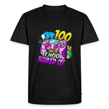 Jeu du 100e jour de l’élève cloué 100 jours d’école - T-shirt Premium bio Homme - noir - Devant - Nico (187cm)