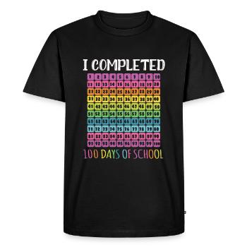 Number 100th Day Completed 100 Day Of School - Men's Premium Organic T-Shirt - black - Front - Nico (187cm)