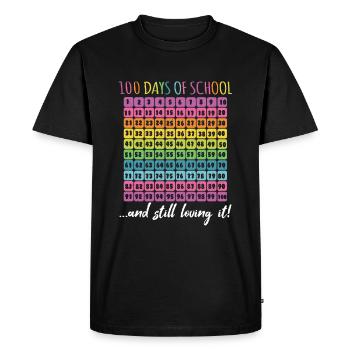 Numéro 100e jour toujours aimant 100 jours d’école - T-shirt Premium bio Homme - noir - Devant - Nico (187cm)