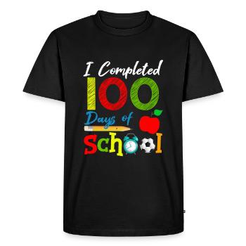 Apple 100th Day Completed 100 Days Of School - Men's Premium Organic T-Shirt - black - Front - Nico (187cm)
