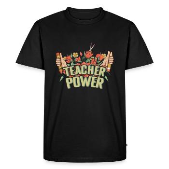 100th Day Teacher Power Happy 100 Days Of School - Men's Premium Organic T-Shirt - black - Front - Nico (187cm)