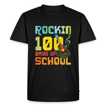 100e jour de guitare à bascule 100 jours d’école - T-shirt Premium bio Homme - noir - Devant - Nico (187cm)