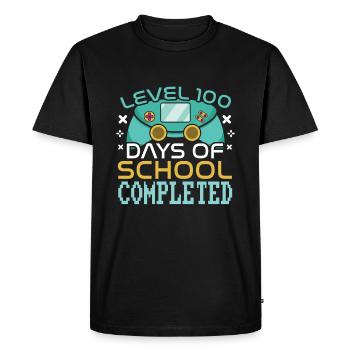 Niveau 100e jour terminé Jeu 100 jours d’école - T-shirt Premium bio Homme - noir - Devant - Nico (187cm)