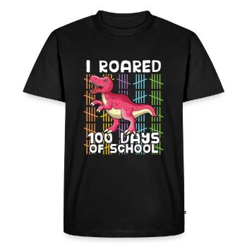 Roar School 100th Day Dinosaur 100 jours d’école - T-shirt Premium bio Homme - noir - Devant - Nico (187cm)