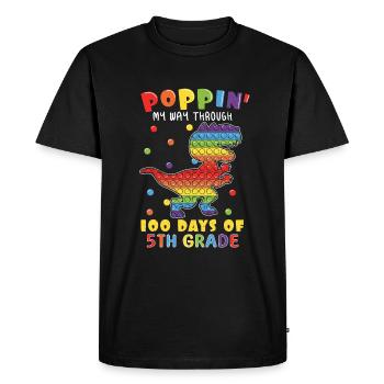 100th Day Pop 5th Grade Dinosaur 100 Day Of School - Men's Premium Organic T-Shirt - black - Front - Nico (187cm)