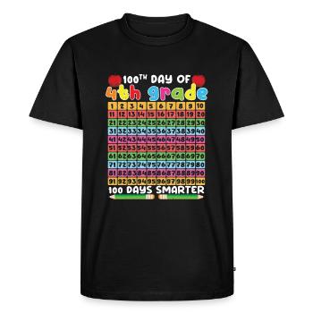 100e jours du calendrier de 4e année 100 jours d’école - T-shirt Premium bio Homme - noir - Devant - Nico (187cm)
