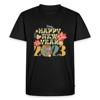 New Year 2023 Hello 2023 Groovy New Year Vintage - T-shirt Premium bio Homme - noir - Devant - Nico (187cm)