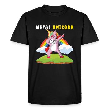 Dabbing Unicorn Rainbow Metal Musique Heavy Rock - T-shirt Premium bio Homme - noir - Devant - Nico (187cm)
