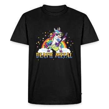 Licorne Arc-en-ciel Metal Music Lover Guitar Rocker - T-shirt Premium bio Homme - noir - Devant - Nico (187cm)