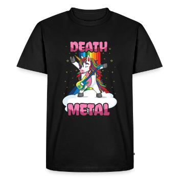 Rocker Licorne Arc-en-ciel Metal Music Lover Guitariste - T-shirt Premium bio Homme - noir - Devant - Nico (187cm)