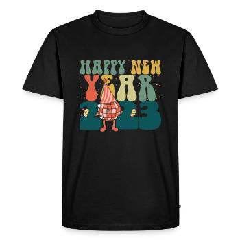 Bonne année 2023 Hello 2023 Groovy New Year - T-shirt Premium bio Homme - noir - Devant - Nico (187cm)