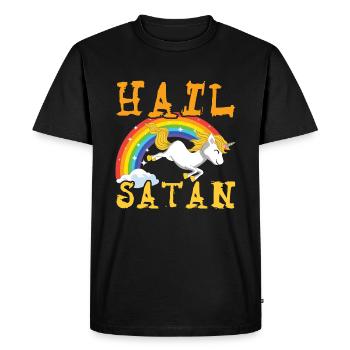 Hail Satan Licorne Arc-en-ciel Metal Musique Amateur de Rock - T-shirt Premium bio Homme - noir - Devant - Nico (187cm)