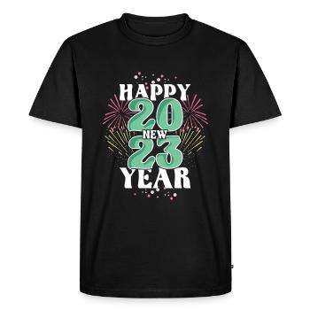 Happy New Year Celebrate 2023 Hello 2023 New Year - Men's Premium Organic T-Shirt - black - Front - Nico (187cm)
