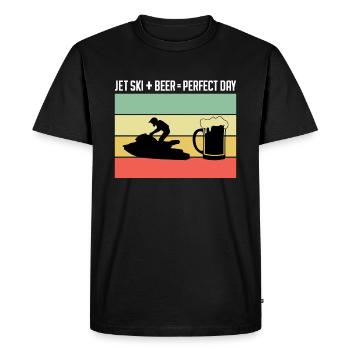 Jet Ski + Bière = Journée parfaite - T-shirt Premium bio Homme - noir - Devant - Nico (187cm)