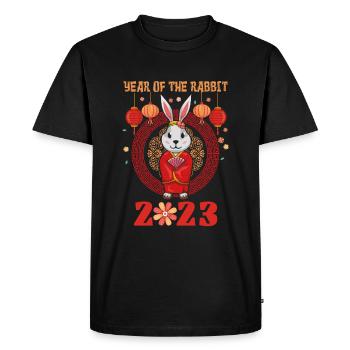 Nouvel An chinois Mignon Lapin Nouvel An 2023 - T-shirt Premium bio Homme - noir - Devant - Nico (187cm)