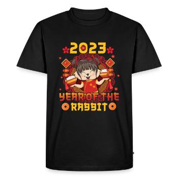 Nouvel An chinois Lapin Fille Nouvel An 2023 - T-shirt Premium bio Homme - noir - Devant - Nico (187cm)