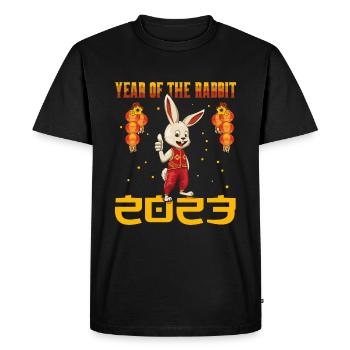 Lapin Drôle Nouvel An chinois 2023 Nouvel An - T-shirt Premium bio Homme - noir - Devant - Nico (187cm)