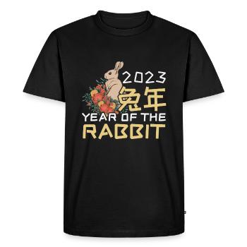 Nouvel An chinois du Nouvel An floral de lapin 2023 - T-shirt Premium bio Homme - noir - Devant - Nico (187cm)