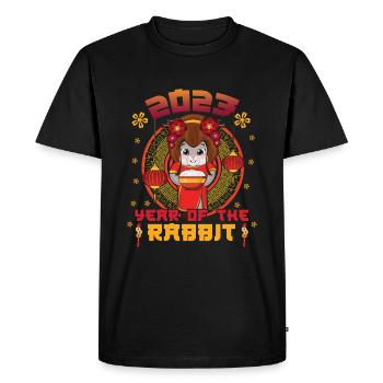 Nouvel An chinois Lady Rabbit Nouvel An 2023 - T-shirt Premium bio Homme - noir - Devant - Nico (187cm)