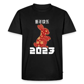Nouvel An chinois Lapin Nouvel An chinois 2023 - T-shirt Premium bio Homme - noir - Devant - Nico (187cm)