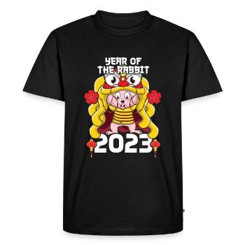 Dragon Lapin Nouvel An Joyeux Nouvel An chinois - T-shirt Premium bio Homme - noir - Devant - Nico (187cm)