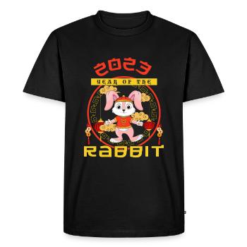 Lapin Bienvenue 2023 Nouvel An Nouvel An chinois - T-shirt Premium bio Homme - noir - Devant - Nico (187cm)