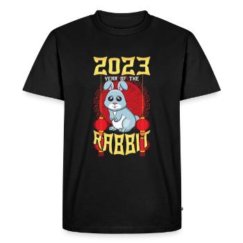 Joyeux Nouvel An Chinois Lapin 2023 Nouvel An - T-shirt Premium bio Homme - noir - Devant - Nico (187cm)