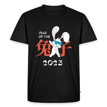 Joyeux Nouvel An chinois Lapin Dabbing Nouvel An - T-shirt Premium bio Homme - noir - Devant - Nico (187cm)