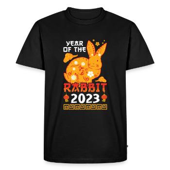 Ornement Lapin du Nouvel An chinois 2023 Nouvel An - T-shirt Premium bio Homme - noir - Devant - Nico (187cm)