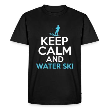 Stay calm and water ski - Men's Premium Organic T-Shirt - black - Front - Nico (187cm)