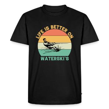 Life is better on water skis - Men's Premium Organic T-Shirt - black - Front - Nico (187cm)