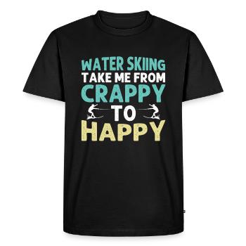 Water skiing takes me from crappy to happy - Men's Premium Organic T-Shirt - black - Front - Nico (187cm)