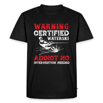 Warning Certified Water Ski Addict - Men's Premium Organic T-Shirt - black - Front - Nico (187cm)