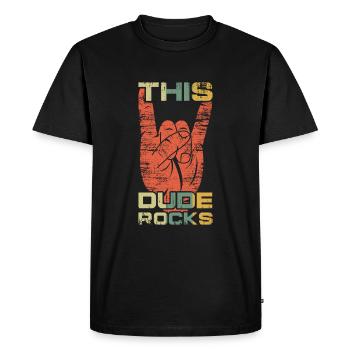 Vintage Rock Sign Rock Hand Metal Kid Rocker - T-shirt Premium bio Homme - noir - Devant - Nico (187cm)