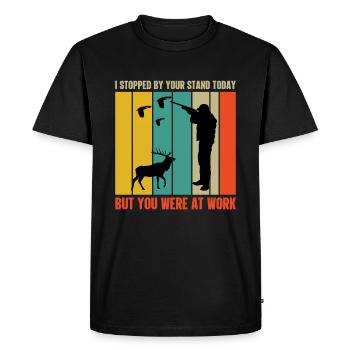 J’étais à votre stand aujourd’hui, mais vous étiez - T-shirt Premium bio Homme - noir - Devant - Nico (187cm)