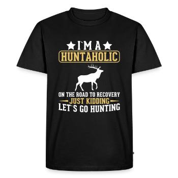 Je suis un accro de la chasse sur la voie de la guérison - T-shirt Premium bio Homme - noir - Devant - Nico (187cm)