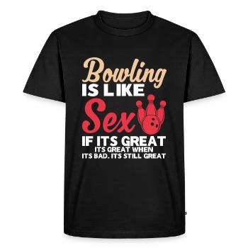 Le bowling, c’est comme le sexe quand c’est génial - Bowler - T-shirt Premium bio Homme - noir - Devant - Nico (187cm)